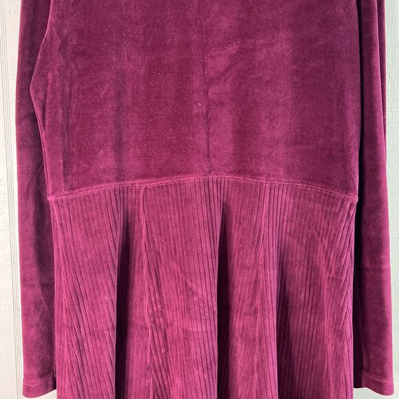 Coldwater Creek Velvet Maxi Dress L Wine Burgundy Moody Boho Glam Edwardian - Picture 4 of 16